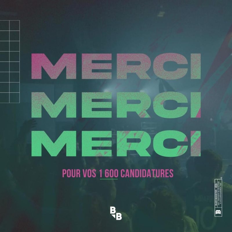 Merci pour vos 1 600 candidatures